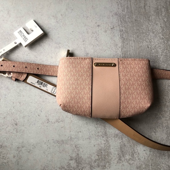 Michael Michael Kors Logo Monogram Belted Waist Bag NWT Rose Pink L/XL - Picture 7 of 10